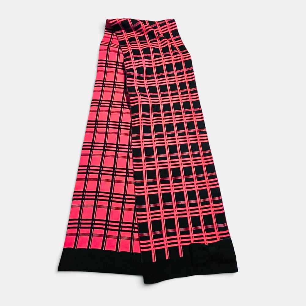 Kate Spade Pink Black Plaid Knit Scarf Bow Detail Preppy Coquette Rectangle